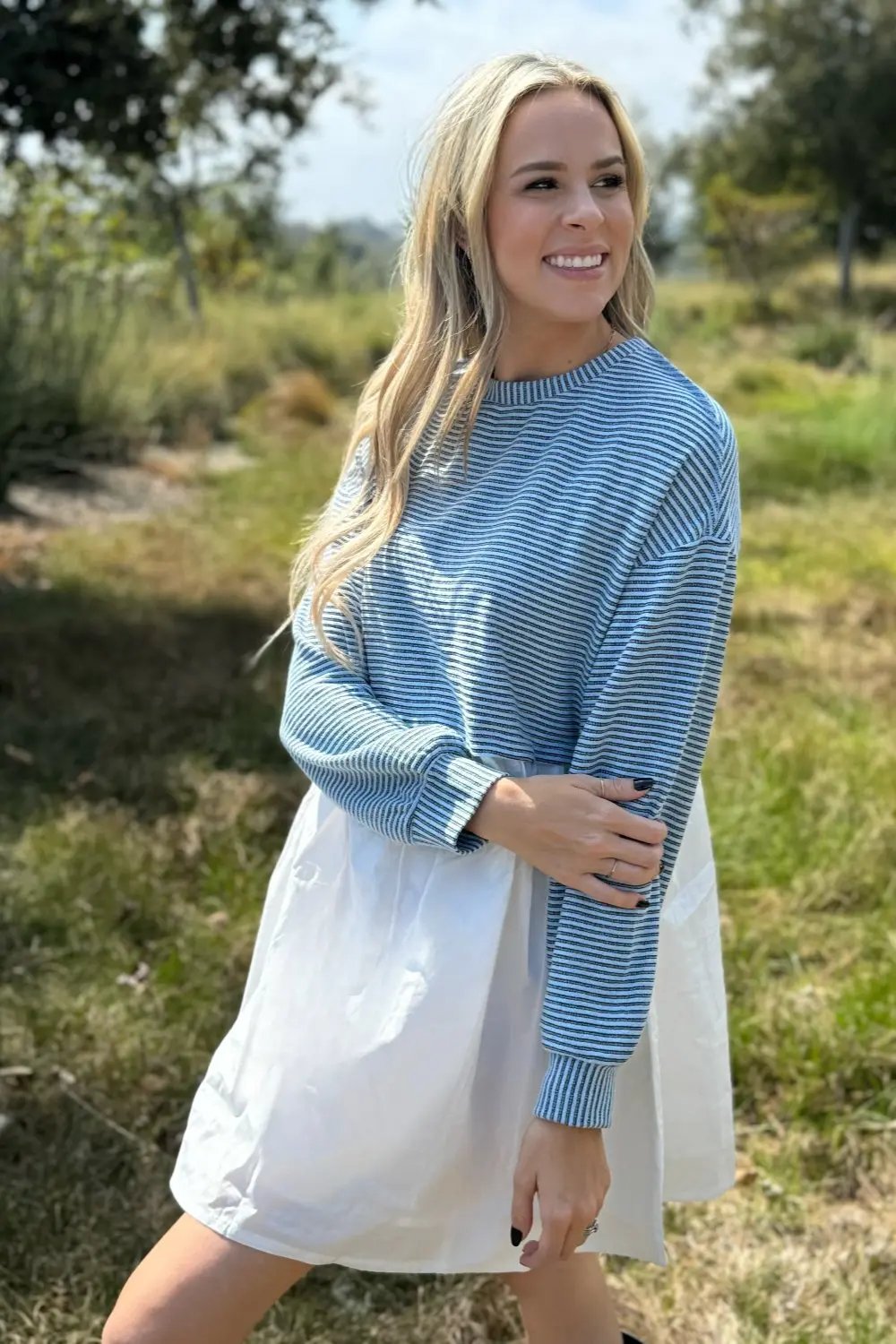 Chloe Stripe Pleated High Waist Dress for Women - Love Salve